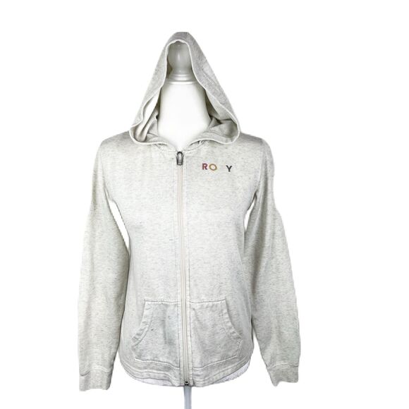 Roxy Girls Sweater Youth Extra Large Ivory Hoodie Zip Up Kids Active Casual Girl - Picture 1 of 14
